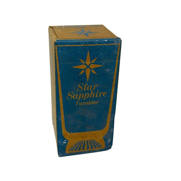 NEW Vintage Star Sapphire Tumbler Glamorize Boxed Drinking Glass Gold Starburst - Picture 4 of 5